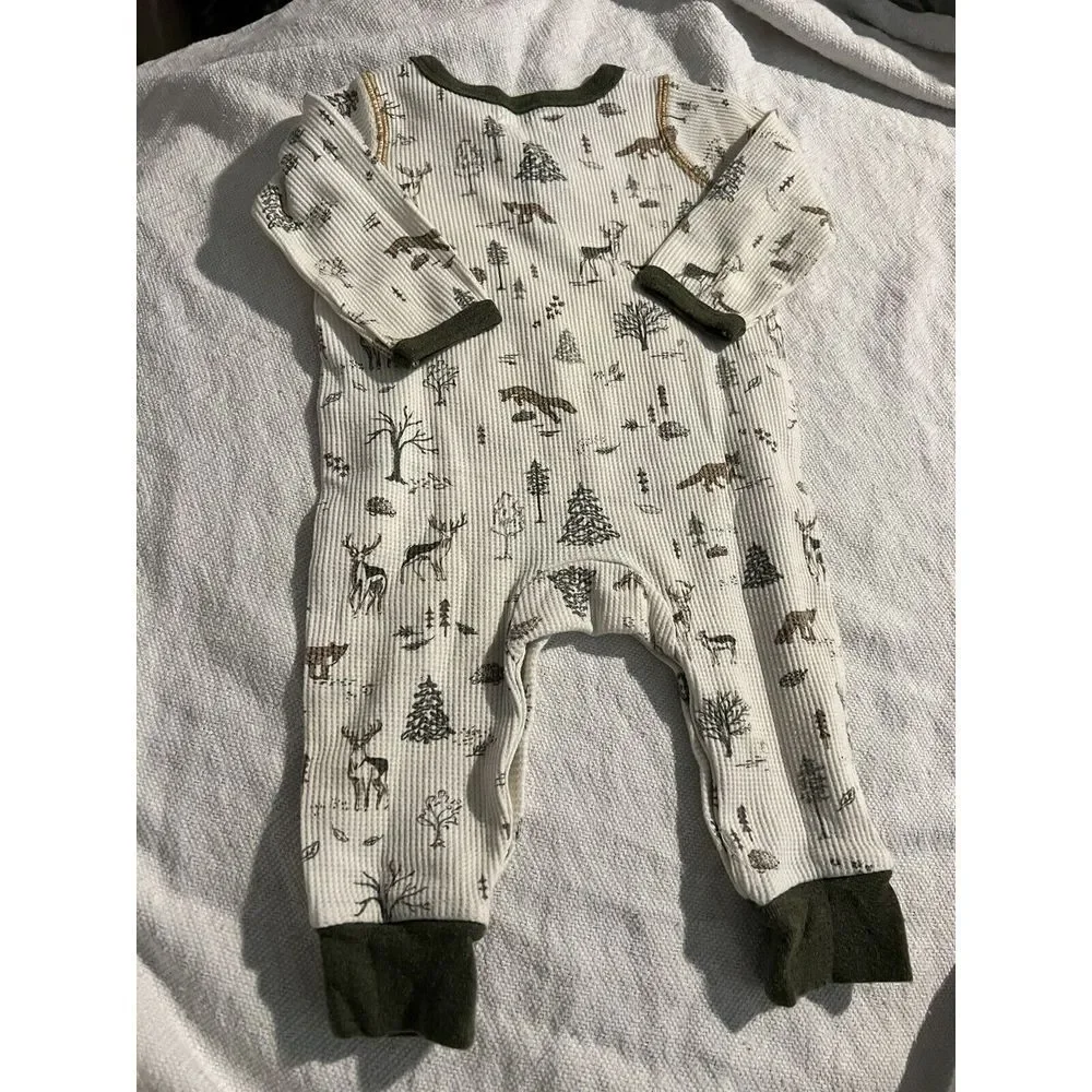 Mud‎ Pie Kids Wildlife, Deer, Bear Print Waffle Weave Knit 1 Pc Set 3-6m